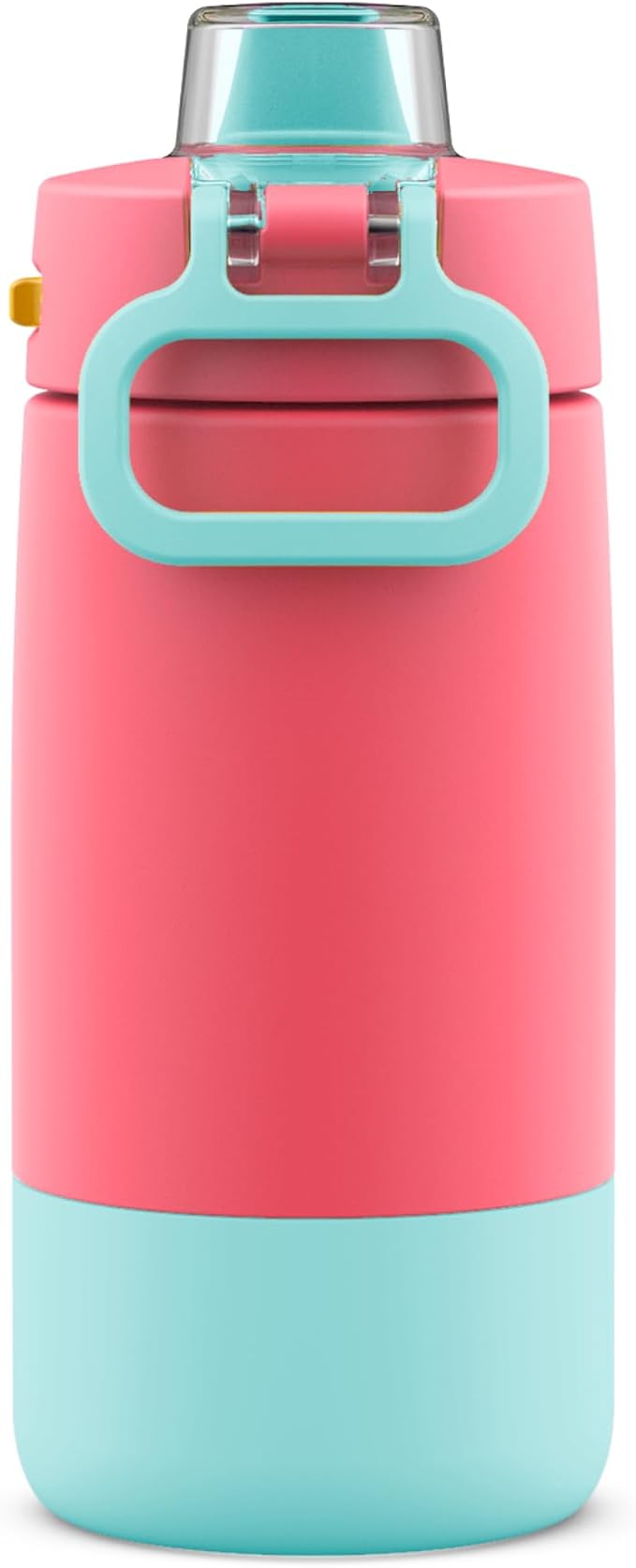 Ello Kids Colby 12oz Stainless Steel Insulated Water Bottle with Straw and Built-In Silicone Coaster Carrying Handle and Leak-Proof Locking Lid for School Backpack, Lunchbox, and Outdoor Sports