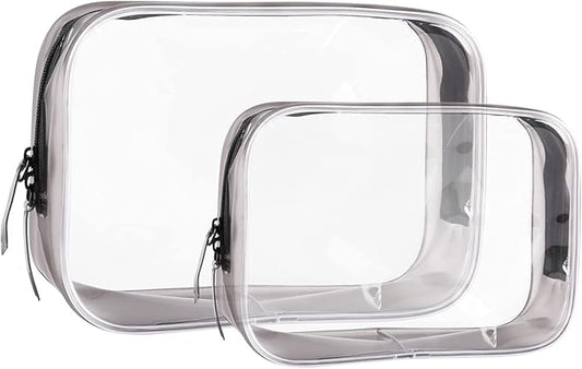 Buminee Clear Travel Bags for Toiletries, Lightweight Toiletry Bag, 2 Pack Multipurpose Transparent TSA Cosmetic Bag
