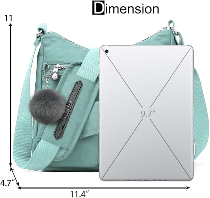 SUKRY Nylon Crossbody Bag for Women with Anti theft RFID Pocket, Waterproof Shoulder Bag Travel Purses and Handbag