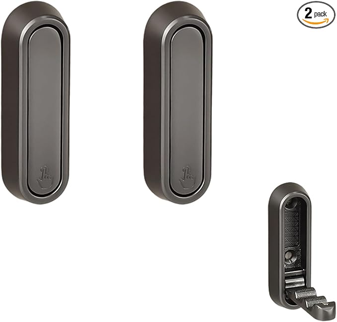 2PC Foldable Wall Hooks - Gold Coat Hooks for Closet, Door & Bathroom | Heavy Duty Folding Hangers for Hanging Coats, Belts, Backpacks, Towels | Space-Saving Wall Hook Set (Gray, 2Pack)