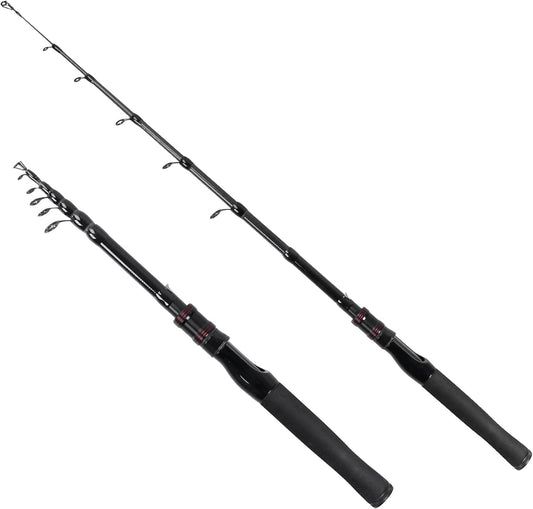 Telescopic Fishing Rod, Collapsible Fishing Rod Portable Spinning Pole for Saltwater and Freshwater, Carbon Fiber Lightweight and Compact Design