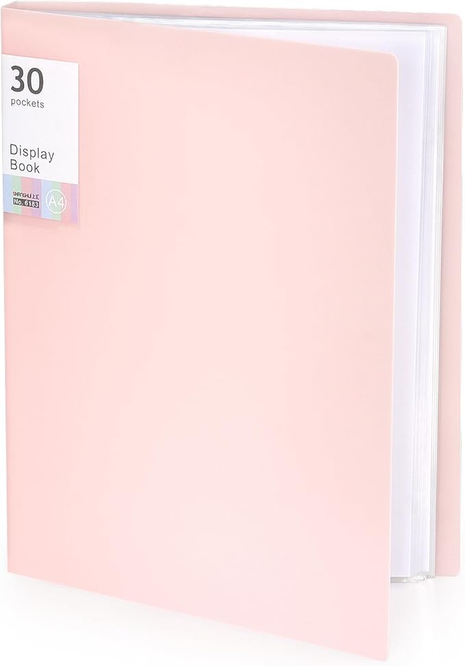 Tamaki Binder with Plastic Sleeves, Portfolio Folder with Clear Sheet Protectors, Display 60 Pages Book, Presentation Book for Artwork, Document Organizer, 1 Pack (Pink)