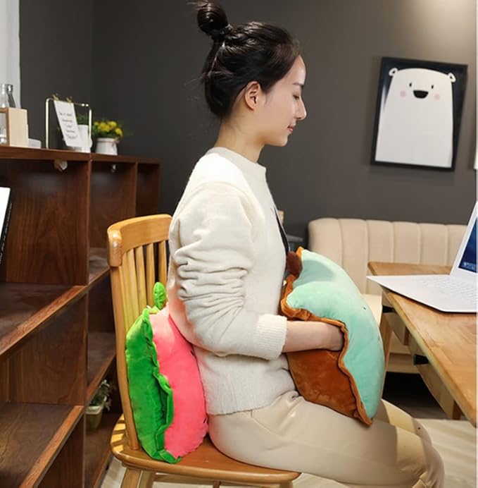 Rikyo 15" Stuffed Fruit Travel Blanket and Pillow Set,3 in 1 Plush Stuffed Hugging Pillow with Warming Hands Pillow Blanket for Kids Gift Travel Airplane Train Bed Office Nap (Pink - Strawberry)