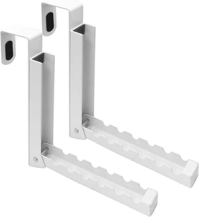Uenhoy 2 Pack Foldable Over The Door Hanger Hooks for Clothes, Collapsible Folding Over The Door Drying Rack for Laundry Dorm Bedroom, Portable Clothing Coat Rack Overdoor Hanger, White