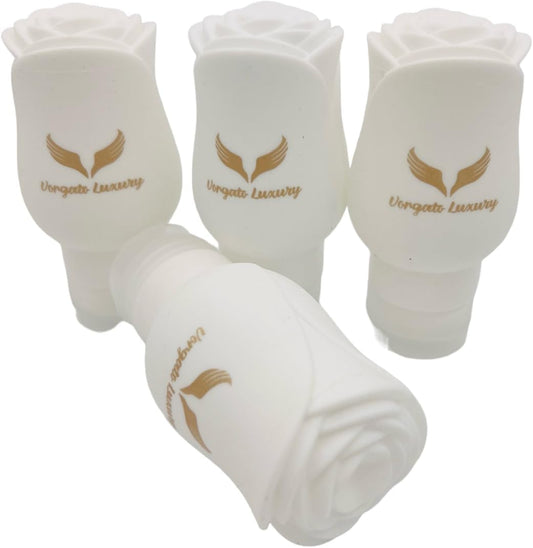 Vorgato Luxury- Silicone Travel Bottles for Toiletries - 3oz Silicone - TSA Approved - Refillable Travel Bottles 4pcs (White)