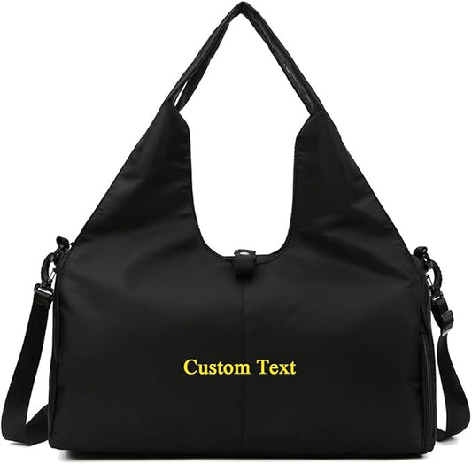 Customizable Yoga Gym Bag for Women with Shoes Compartment, Wet/Dry Pockets, Adjustable Yoga Mat Holder - Lightweight Water-Resistant Tote