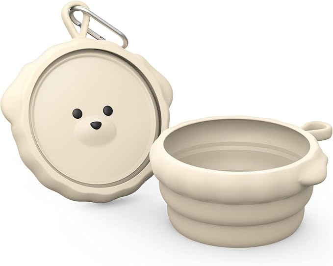 Silicone Collapsible Dog Bowl for Travel, Portable Water Bowl for Dogs Cats, Foldable Food Water Bowl for pet, Camping, Traveling, Walking, Carabiner Included, BPA Free, Dishwasher Safe