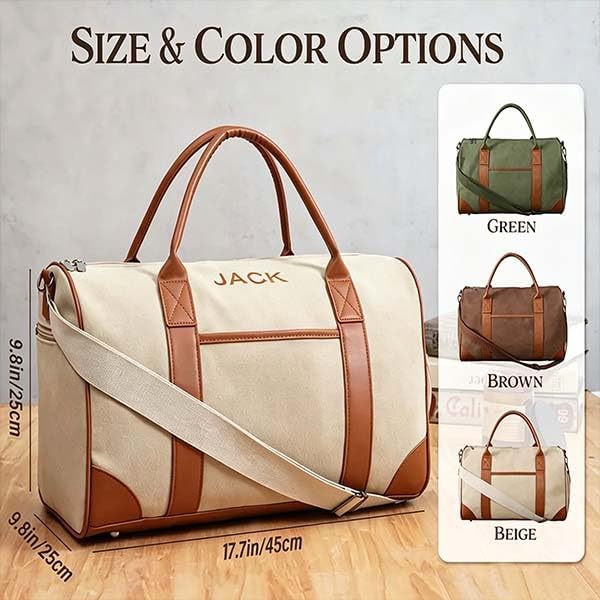 Personalized Name Duffel Bags, Custom Embroidered Travel Bag for Men and Women Waterproof Gym Tote Custom Canvas Sports Bag Ideal Wedding, Father's Day, Groomsmen Gifts (Style 1)