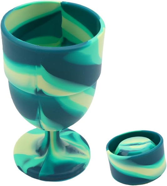1 Pack Portable Collapsible Silicone Wine Glasses, Collapsible Silicone Cup, Travel Camp Wine Glasses for Picnic Indoor Outdoor, Reusable, Capacity 7 Oz, Green, Height 4.72 Inches
