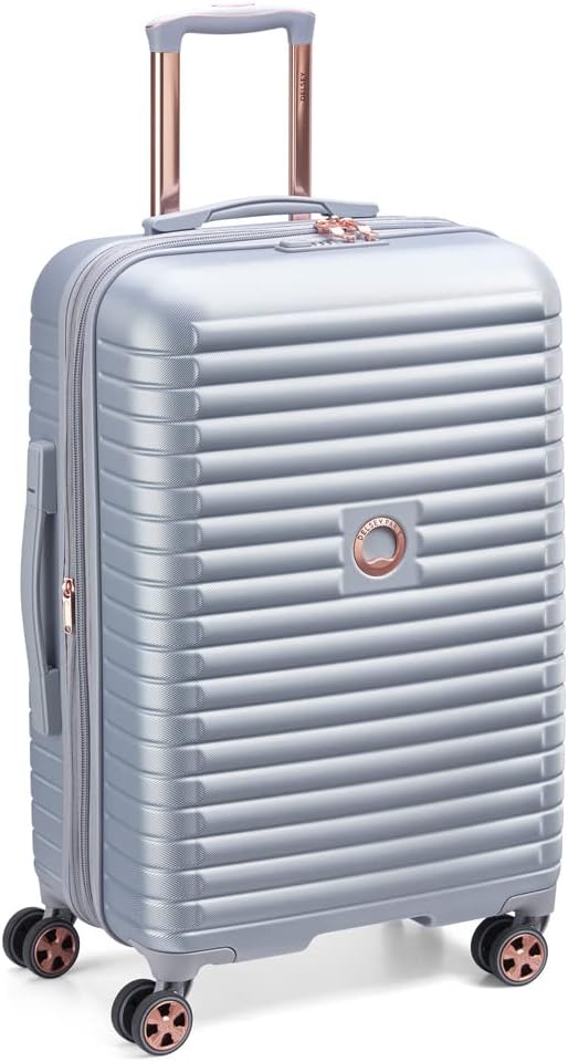 DELSEY PARIS Cruise 3.0 Hardside Expandable Luggage with Spinner Wheels, Platinum, Checked-Medium 24 Inch