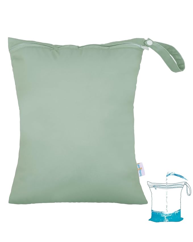 babygoal Wet Dry Bags 2 Pack for Swimsuits, Waterproof Bag for Travel, Food Storage, Stroller, Daycare, Baby Diapers, Yoga, Beach, Pool, Wet Clothes-Bean Green and Lake Blue