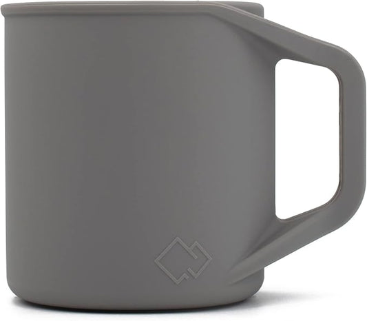 Silicone Coffee Cup - Food Grade Silicone Camping Mug with Handle - Portable, Collapsible Coffee Mug - BPA Free, Dishwasher Safe and Microwave Safe 12- oz (Granite Gray, 1 Pack)
