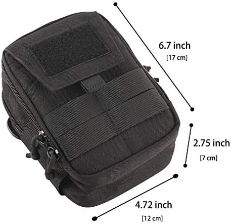 Tactical Phone Holster Pen Holder Molle EDC Belt Organizer Vest Attachment Pocket Tool Kit Gadget Waist Utility Pouch Dog Treat Bag with D-Ring Locking Hook Buckles Carabiner Key Clip