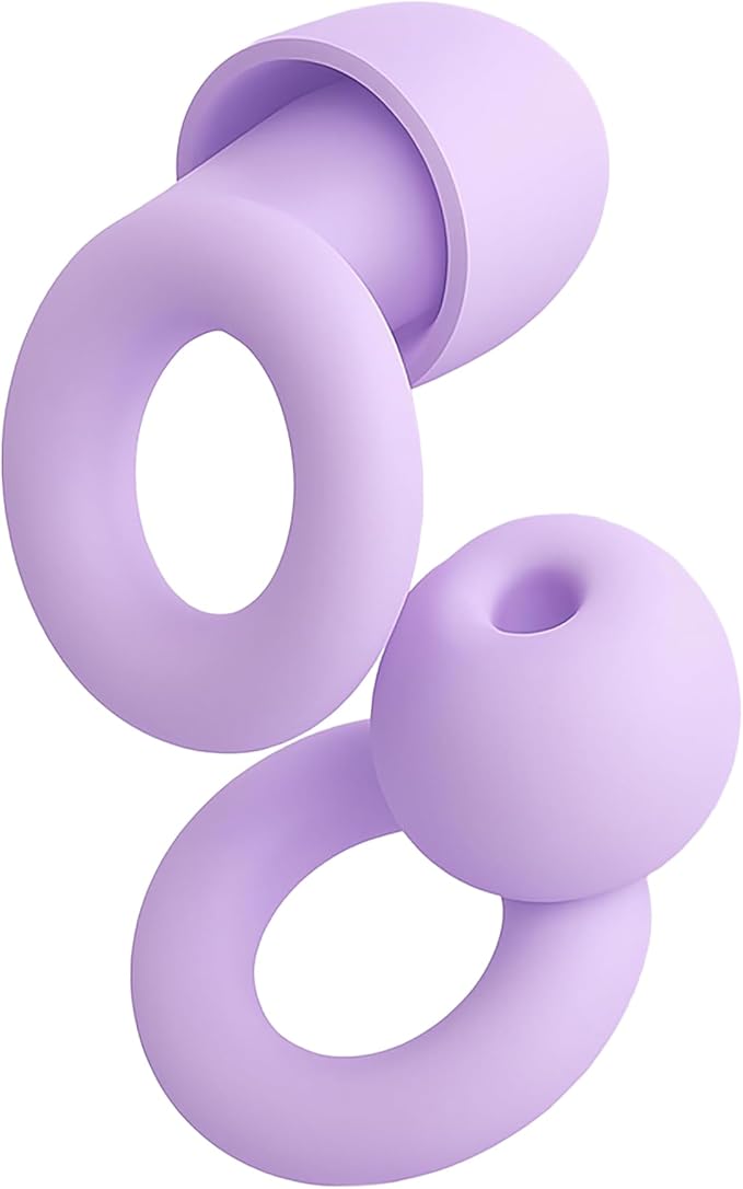 Earplugs for Concerts, Festivals, Musicians, Travel, Sleeping & Work Reusable High Fidelity Hearing Protection with Noise Reduction 17dB-21dB Comfortable (Purple, Large)