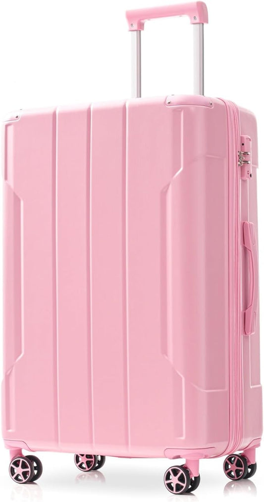 24 Inch Hardshell Luggage Lightweight Checked Luggage, Pink Hardside ABS Suitcases with Double Wheels and TSA Lock, Medium Expandable 24-inch Carry on Luggages for Travel, Men, Women