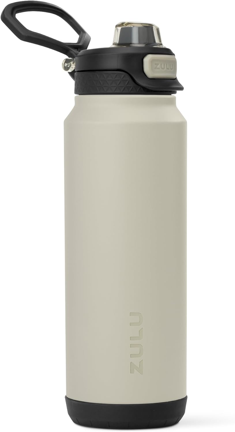 ZULU Powerfill Pro 32oz Stainless Steel Water Bottle with Quick Fill Lid, Triple Walled Vacuum Insulated Metal, Leak Proof Locking Lid, Sip and Chug, Reusable BPA Free, Ash