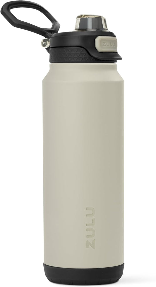 ZULU Powerfill Pro 32oz Stainless Steel Water Bottle with Quick Fill Lid, Triple Walled Vacuum Insulated Metal, Leak Proof Locking Lid, Sip and Chug, Reusable BPA Free, Ash