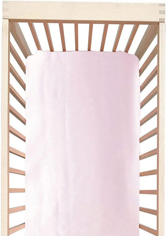 100% Silk Mini Crib Sheet Fitted for Pack N Play or Portable Playard, Soft Smooth Breathable for Baby Hair, Pack of 1 for Boys and Girls, 24 x 38 x 5, Pink