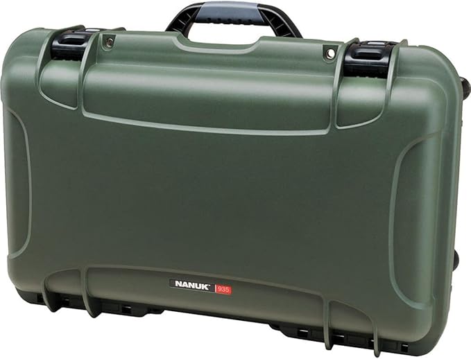 NANUK 935 Hard Case – Waterproof Equipment Case with Wheels, 22” x 14” x 9” – Dustproof and Impact Resistant, Airline Carry-On Approved – Olive