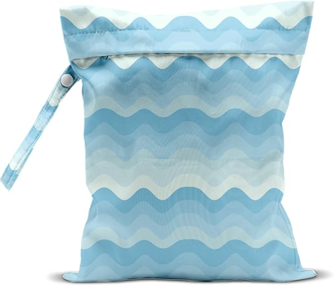 Wet Bag for Swimsuit, Beach Travel Essentials Wet Dry Bag, for Sunscreen Toiletry Dirty Clothes Yoga Gym Diaper, Friends Summer Beach Vacation Gifts. Wave stripes