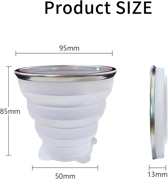 Collapsible Cups, Silicone Collapsible Travel Cup-Expandable Folding Camping Drinking Cup with Lids Reusable Small Portable Mugs-Cups for Travel, Camping, Hiking, Outdoor Sports Pink White