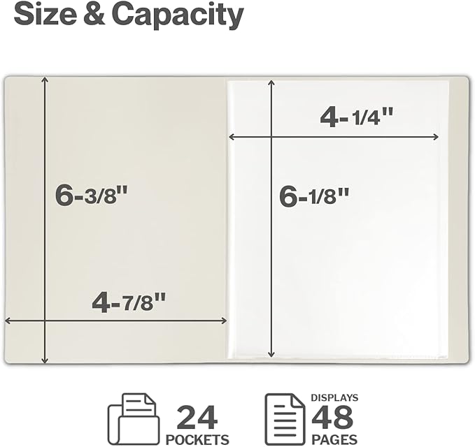 CRANBURY Small Photo Album 4x6 (Ivory), 2-Pack 4 x 6 Photo Book, 24 Pockets Shows 48 Pictures, Mini Plastic Picture Album Binder with Customizable Cover