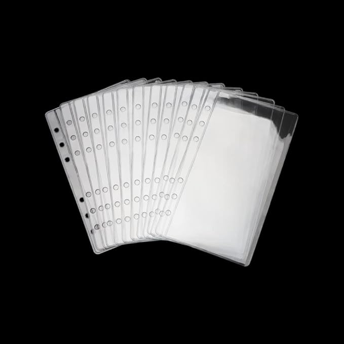 A6 Binder Pockets 12pcs Clear PVC Binder Pouches 6 Holes Zipperless Side Open Cash Budget Envelopes Waterproof Document Filing Bags for A6 Binder Protectors Photos, Cash Organize
