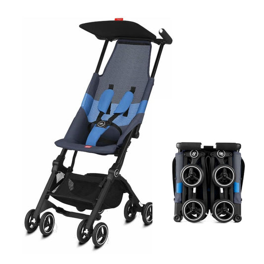 gb Pockit Air All Terrain Ultra Compact Lightweight Travel Stroller with Breathable Fabric in Night Blue, 28x17.5x39.8 Inch (Pack of 1)