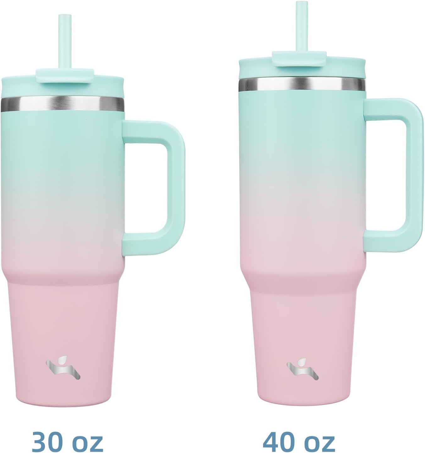 40 oz Tumbler with Handle and 2 Straws,2 in 1 Lid Insulated Water Bottle Stainless Steel Travel Coffee Mug,Gum