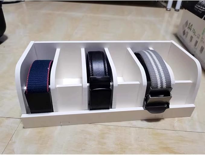 Mollytek Wooden Belt Organizer, Belt Storage Holder, Belt Container, Belt Display Case Box Organizer for Retail Store 6 Grids Belt Rack (6 Grids)