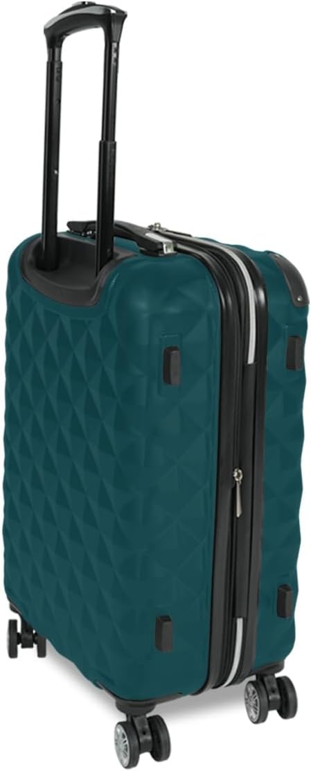 Kenneth Cole REACTION Diamond Tower Collection Lightweight Hardside Expandable 8-Wheel Spinner Travel Luggage, Deep Teal, 24-Inch Checked
