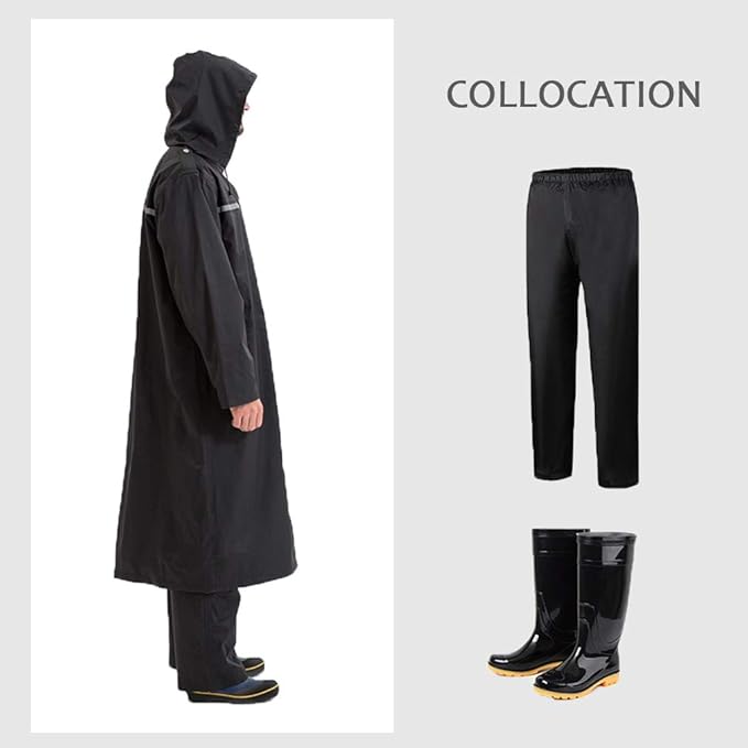 Pahajim Mens Raincoat with Hood Long Waterproof Ponchos Lightweight Rain Jacket for Women Adults
