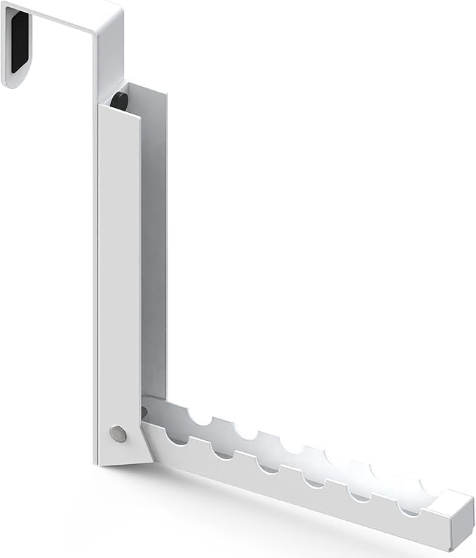 1 Pcs Over The Door Hooks Hanger,Folding Over Door Clothes Drying Laundry Rack Hooks for Hanging Clothes,Over Door Towel Racks with 6 Groves,Hanger for Clothes,Coats,Towels for Bedroom Bathroom -White
