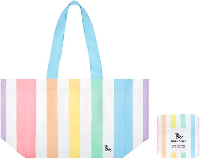 Dock & Bay Everyday Beach Tote Bag - Reusable Carrier Bag for Daily Use - Carries Up to 10kg - 100% Recycled Materials