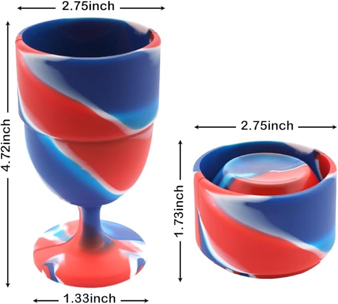 1 Pack Portable Collapsible Silicone Wine Glasses, Reusable Travel Camp Wine Glasses for Home Wedding Festival Anniversary Party Picnic Outdoor, Travel Silicone Wine Cups Capacity 6.76 Oz, Red Blue