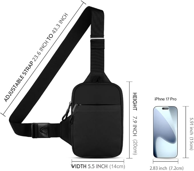 Simptech Mini Crossbody Sling Bag Chest Bag Dual Pocket Water Resistant Fanny Pack for Men Women Running Travelling