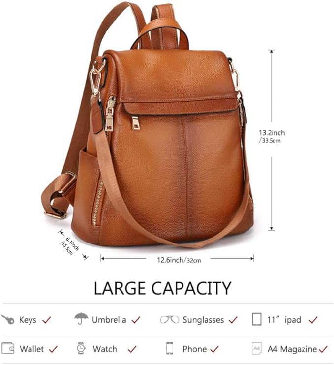 Kattee Women's Anti-Theft Backpack Purse Genuine Leather Shoulder Bag Fashion Ladies Satchel Bags