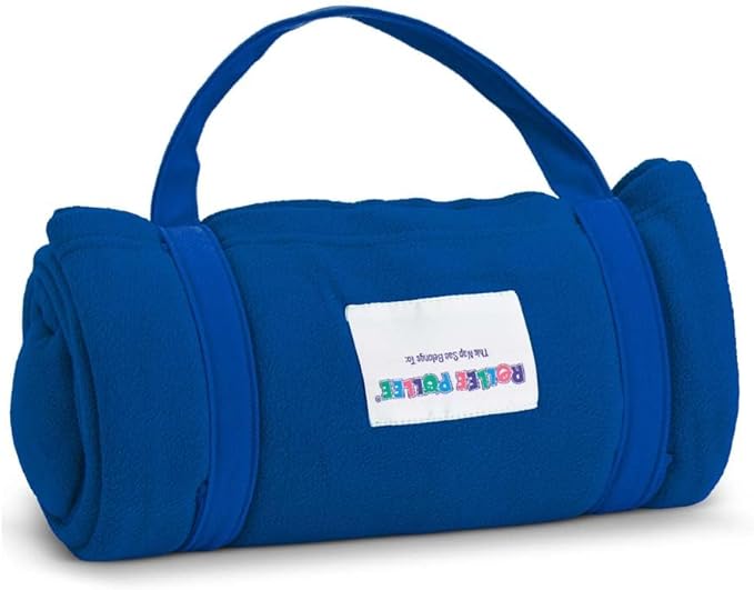 ROLLEE POLLEE Nap Sac Roll Up Napping Blanket with Attached Pillow for Preschool/Daycare, Super Soft with Elastic Straps, Fits Most Mats and Cots
