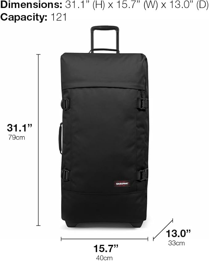 EASTPAK Tranverz L – 121L Medium Wheeled Luggage with Dual Compartments, TSA Lock, Compression Straps & Smooth-Wheeling System, Wine Burgundy