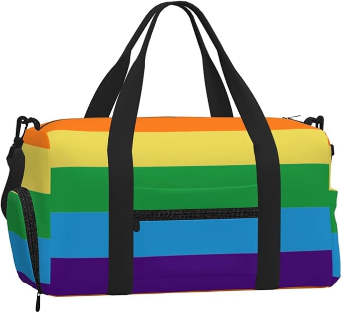 Rainbow Flag Women'S Gym Duffle Bag With Shoes Compartment, Ideal For Travel, Gym, Sports, Duffel, Weekender