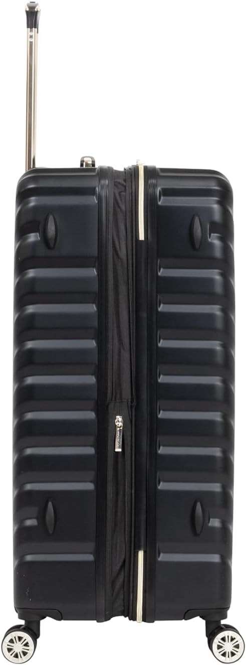 Kenneth Cole REACTION Madison Square Lightweight Hardside Chevron Expandable Spinner Luggage, Black, 24-Inch Checked
