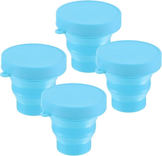 4 Pack Collapsible Travel Cup, 5.7oz(170ml) Silicone Portable Foldable Water Cup Bottle for Travel/Camping/Hiking, Reusable [Sky Blue]