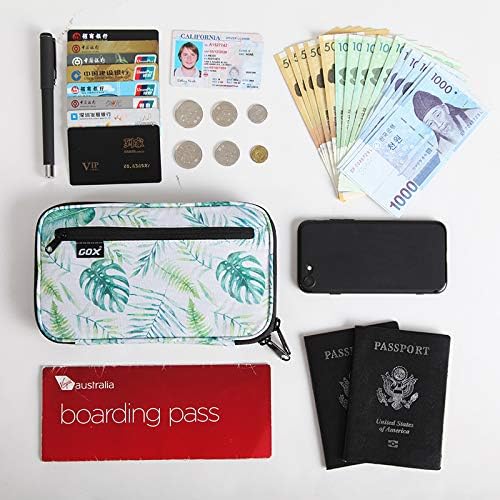 GOX Passport Holder for Travel Family RFID Neck Wallet for Traveling Women Travel Pouch for Passport and Documents with RFID Waterproof Zipper Passport Case (Forest)