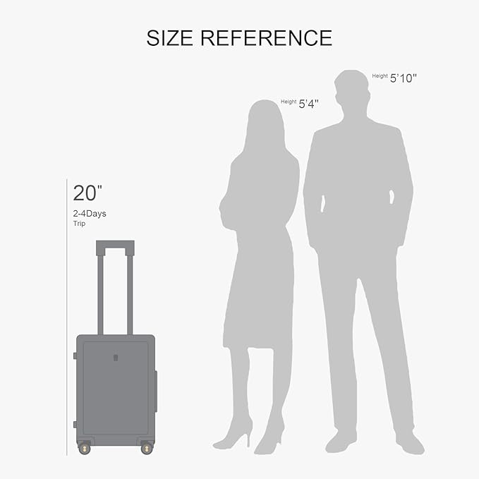 LEVEL8 Rolling Carry on Luggage Airline Approved, Carry-on Suitcases with Wheels, Lightweight Luminous Textured Luggage for Men Women, Tsa Lock, 20 Inch, Dark Grey
