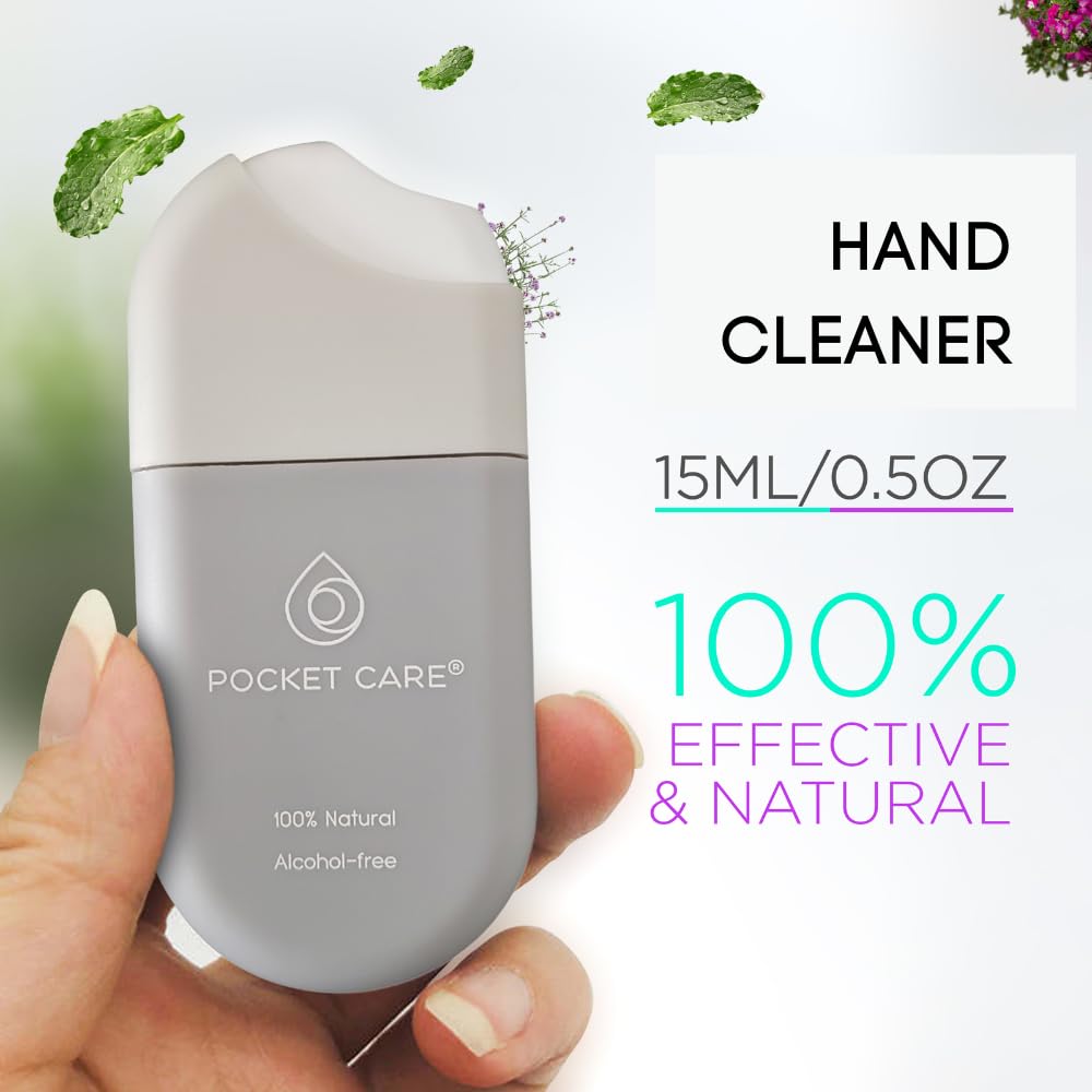 POCKET CARE | 3 Pack Organic Moisturizing Hydratating Eliotrope Hand sanitizer Spray 15 ml | Travel Size Accessories | 100% natural power mist