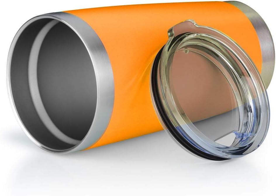 20oz Tumbler Bulk Stainless Steel Vacuum Insulated Tumblers with Lid Double Wall Travel Mug, Durable Powder Coated Coffee Cup, Suitable for Ice Drinks and Hot Beverage (Orange 6pack)