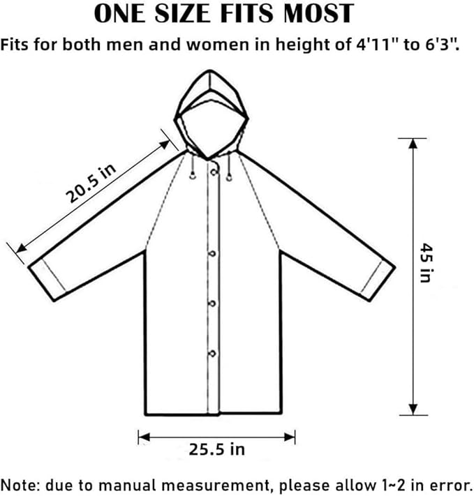 Eva Rain Ponchos for Adults, 2 Pack Reusable Raincoat for Women and Men, Lightweight Rainwear Rain Jackets with Hood