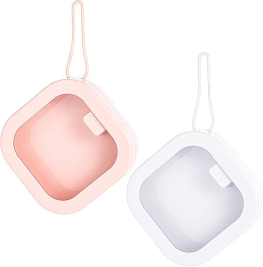 Prudiut 2Pcs Hair Tie Organizer, Hair Tie Holder Clip Organizer for Baby Teen Girl Women, Portable Hanging Small Items Desktop Travel Storage Box(Pink and White)