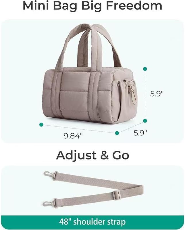 Reiki Mini Gym Bag for Women, Small Duffle Bag with Detachable Strap, Mini Crossbody Bags for Women (Black)