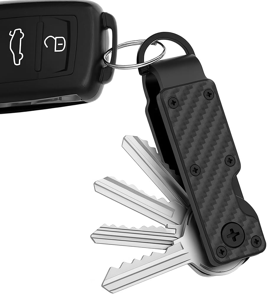 Key Organizer, Minimalist Silent Key Fob, Compact EDC Key Chain, Silent Key Chain with Ring Buckle - Holds up to 2-6 Keys
